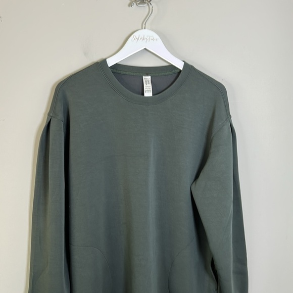 Spanx AirEssentials Crew Neck Dress Dark Olive Lightweight Pockets Shift Sz XL - Picture 2 of 12